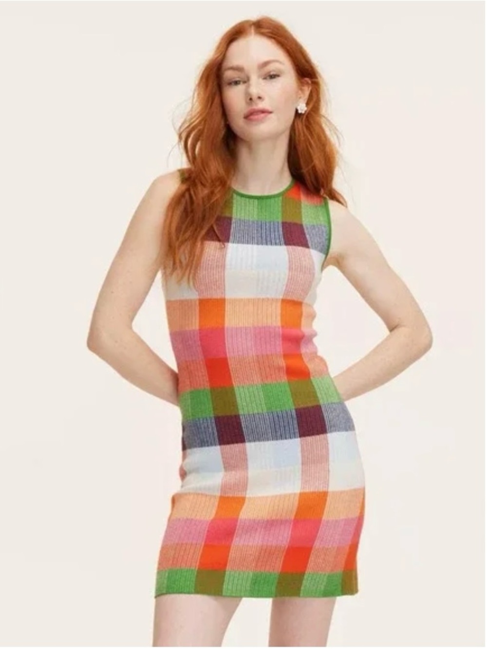 kate spade Multicolor Plaid Sleeveless Knit Mini Dress